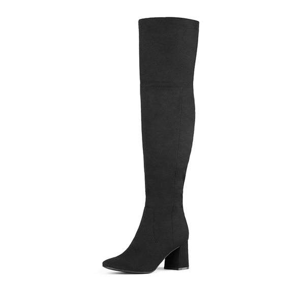 Chunky Over the Knee Boots - BLACK SUEDE -  0